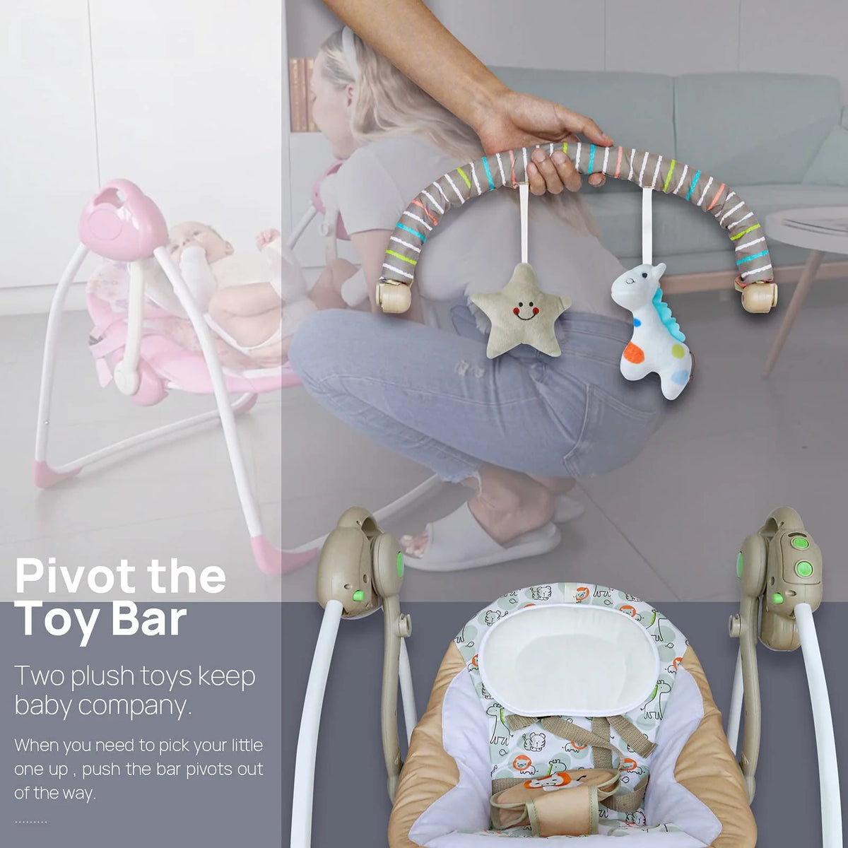 Portable Electric Baby Swing 6-25 lb Khaki K5963