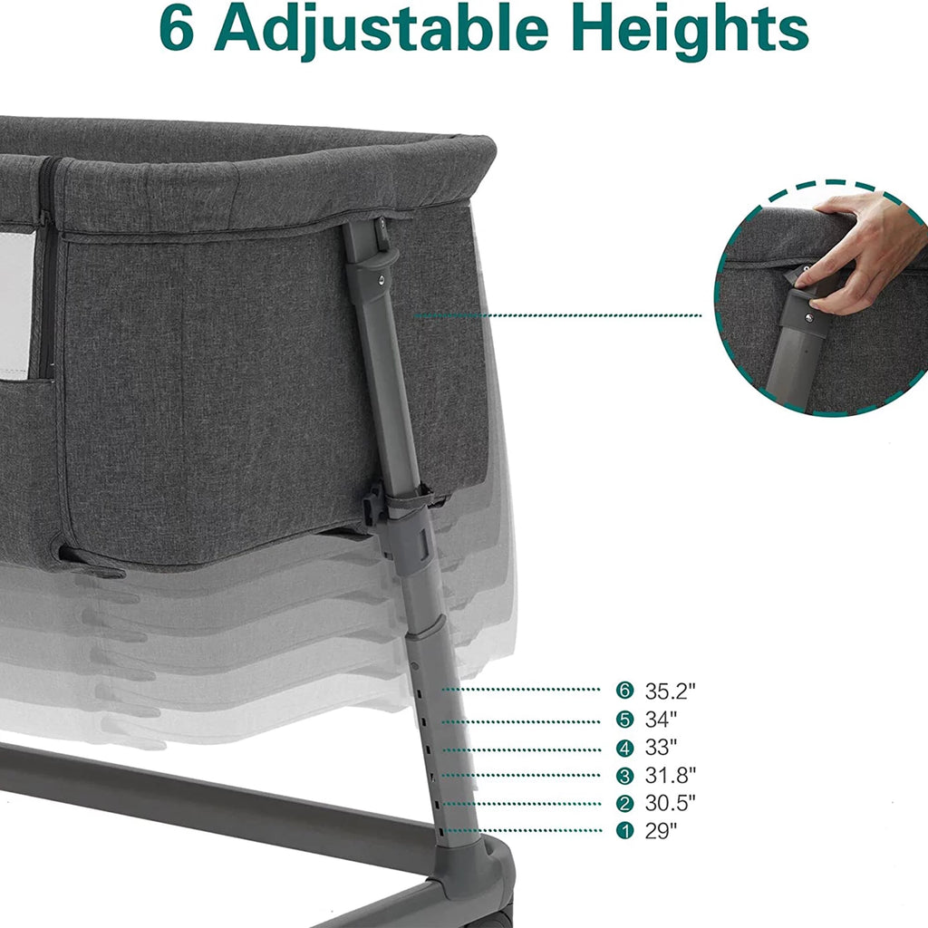 Grey Bassinet with Wheels and Folding Frame K684