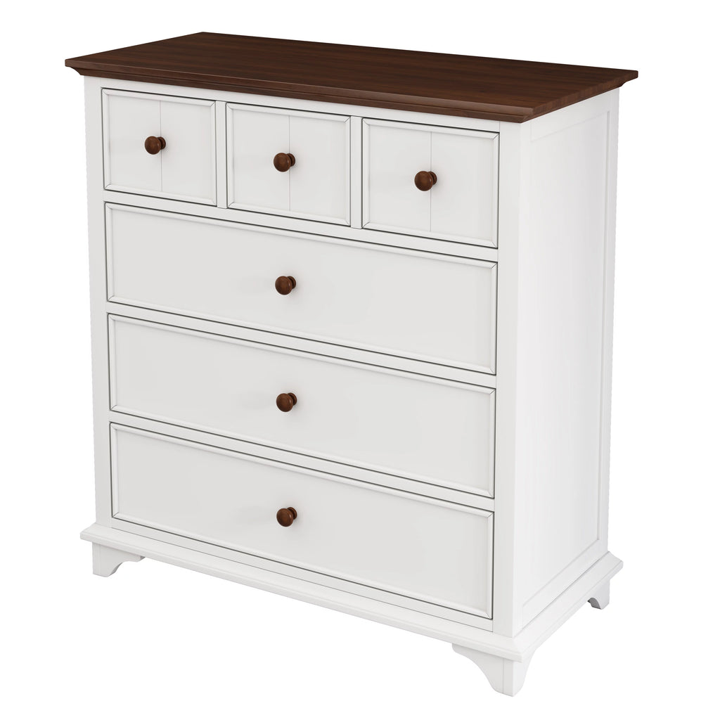 White Wooden 6 Drawer Chest N288