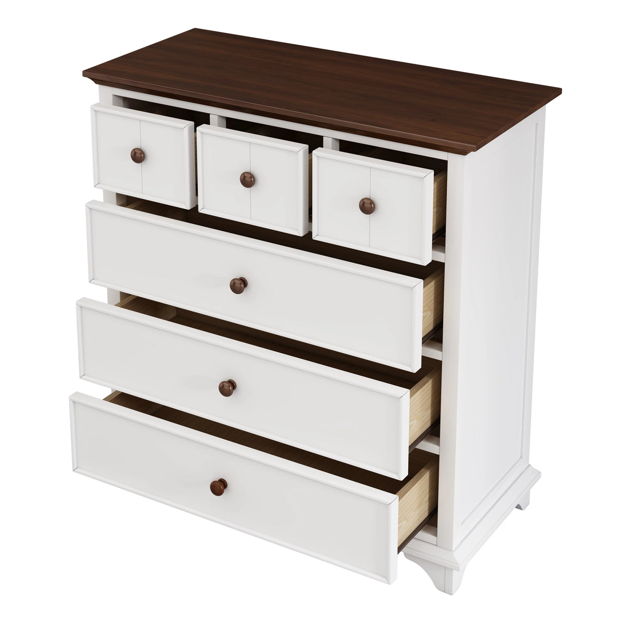 White Wooden 6 Drawer Chest N288