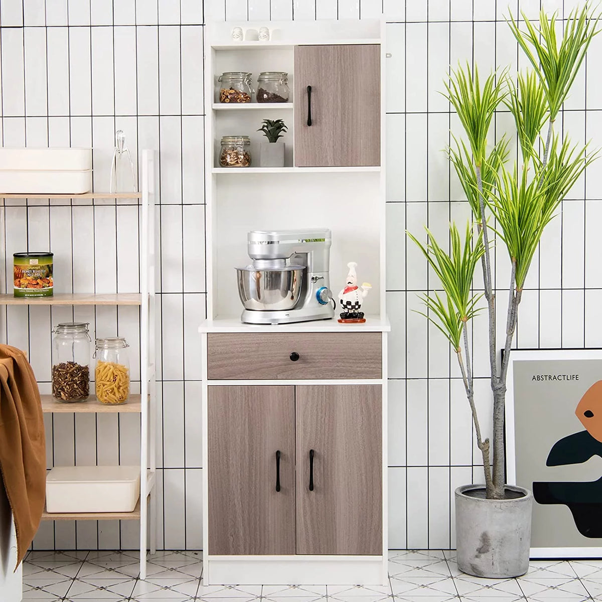 Tall Buffet Hutch Cabinet with Drawer Cabinet Shelf W961