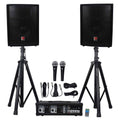 PA System Mixer Amp 10" Speakers Stands Mic I472