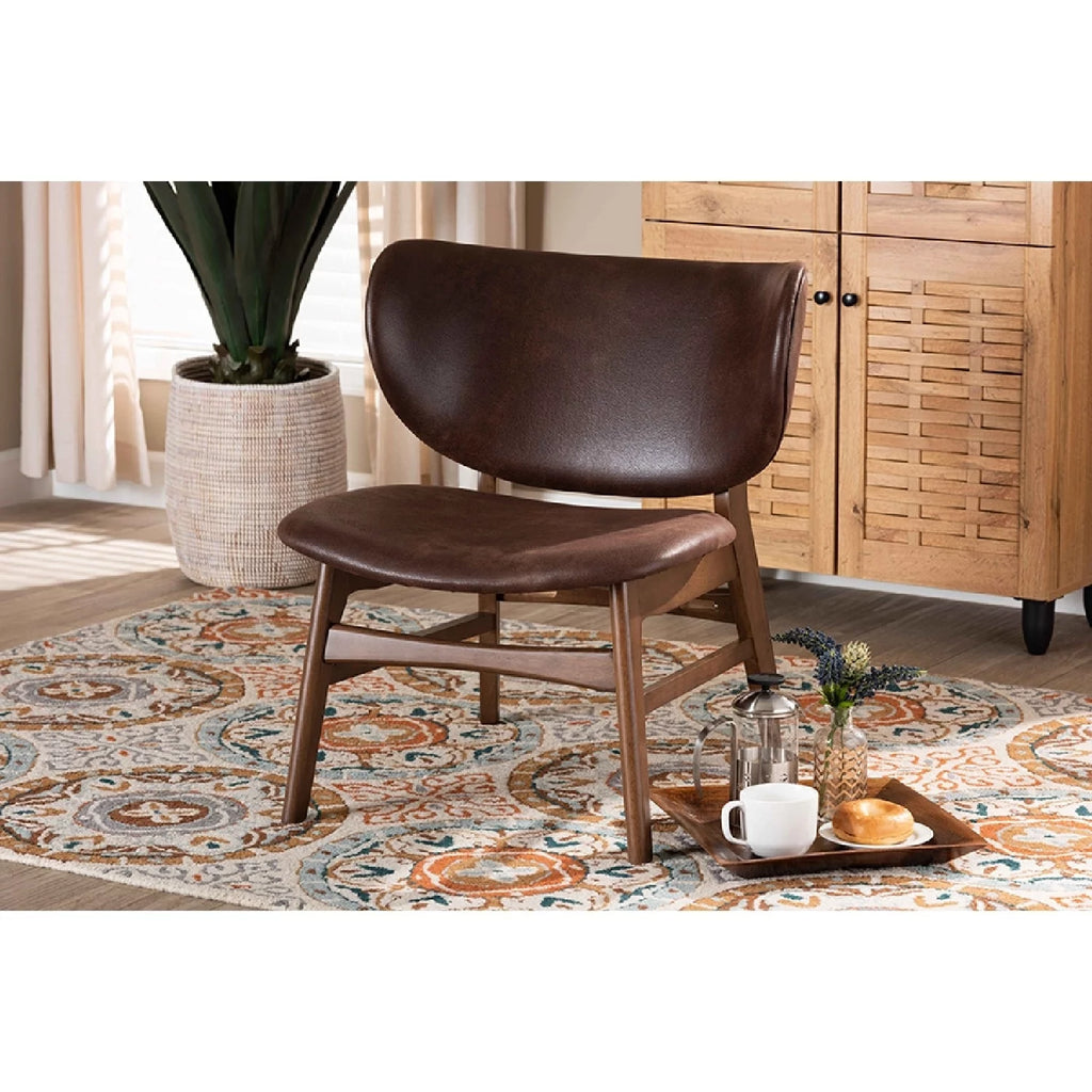 Dark Brown Faux Leather Accent Chair N28210