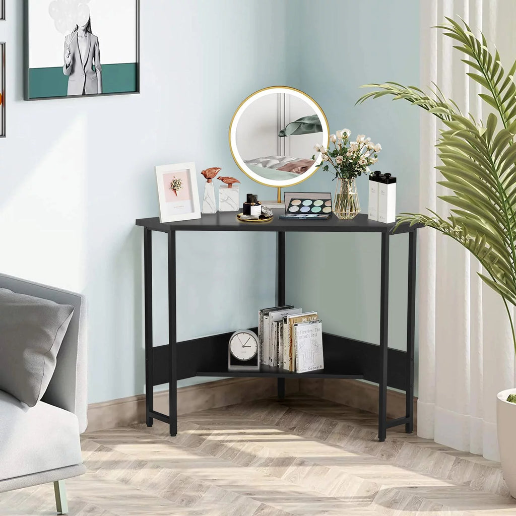 Black Corner Desk with Power Outlet T264