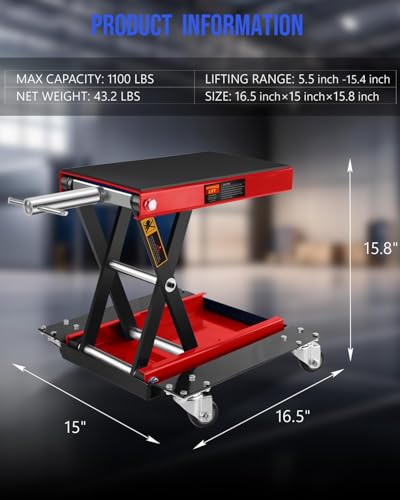 1100LBS Motorcycle Scissor Lift Jack with Dolly Wheels I512