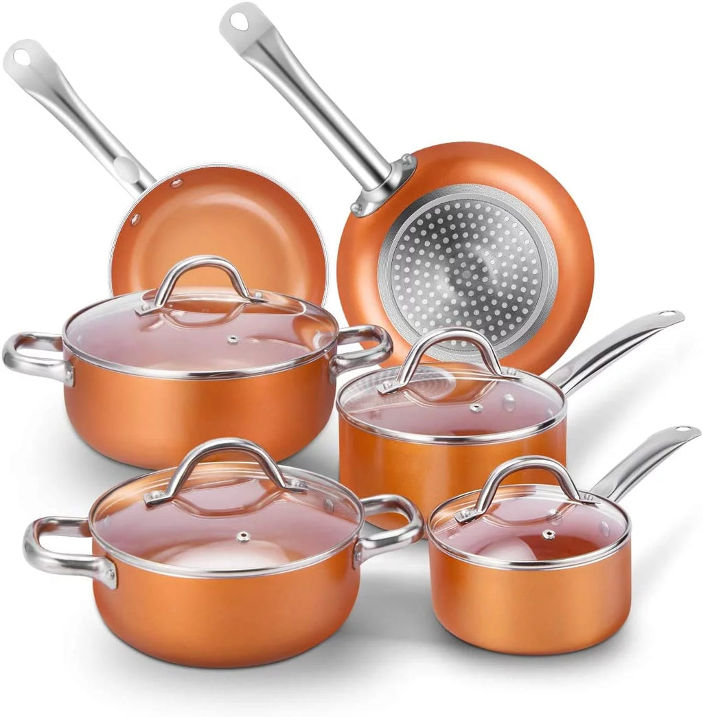 Nonstick Copper 5 Piece Aluminum Cookware Set C7898