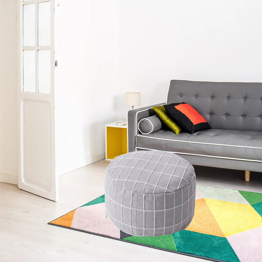 Gray Ottoman Pouffe Cover Foot Stool Cubes M5465
