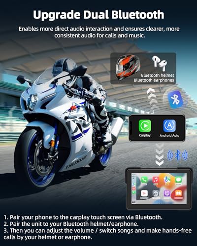 7 inch Motorcycle CarPlay Screen with Dual 2K Cameras O298588