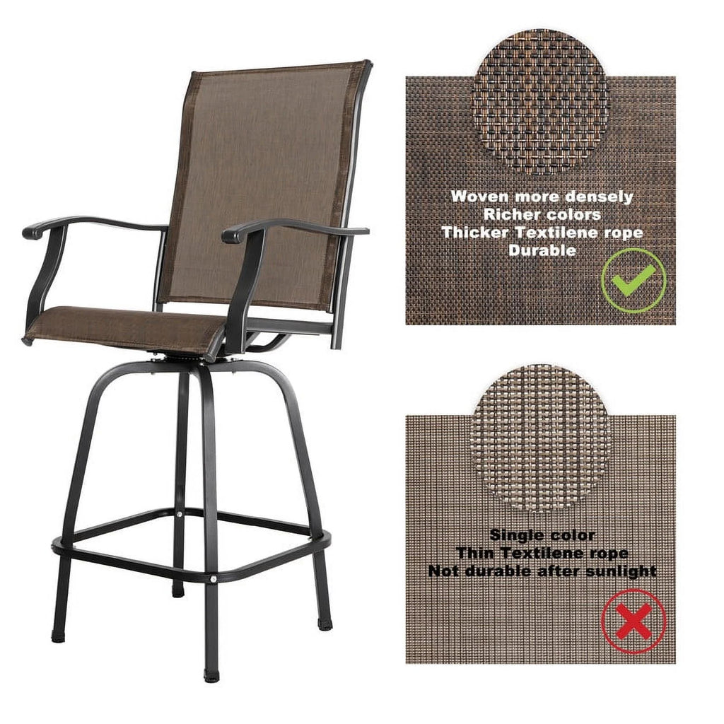 3 Pc Brown Outdoor Bar Height Swivel Bistro Set B663770