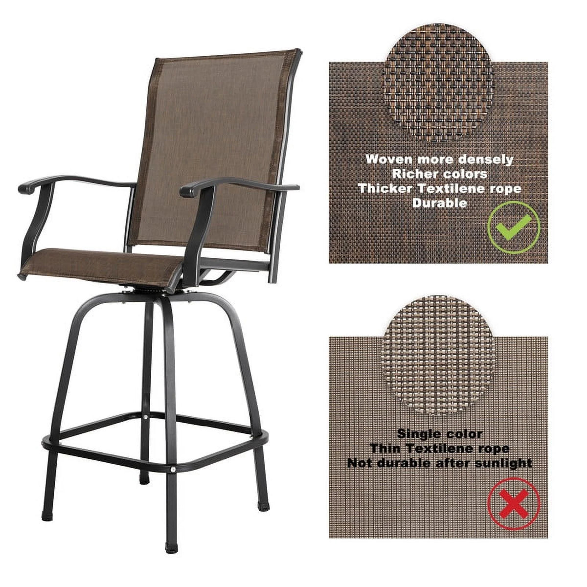 3 Pc Brown Outdoor Bar Height Swivel Bistro Set B663770