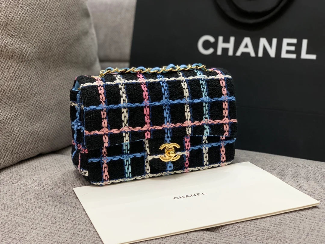 Navy Tweed Mini Rectangular Flap Bag F4995