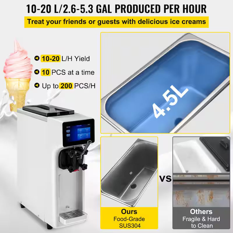 Commercial Soft Serve Ice Cream Maker 1000 Watt Countertop N3467