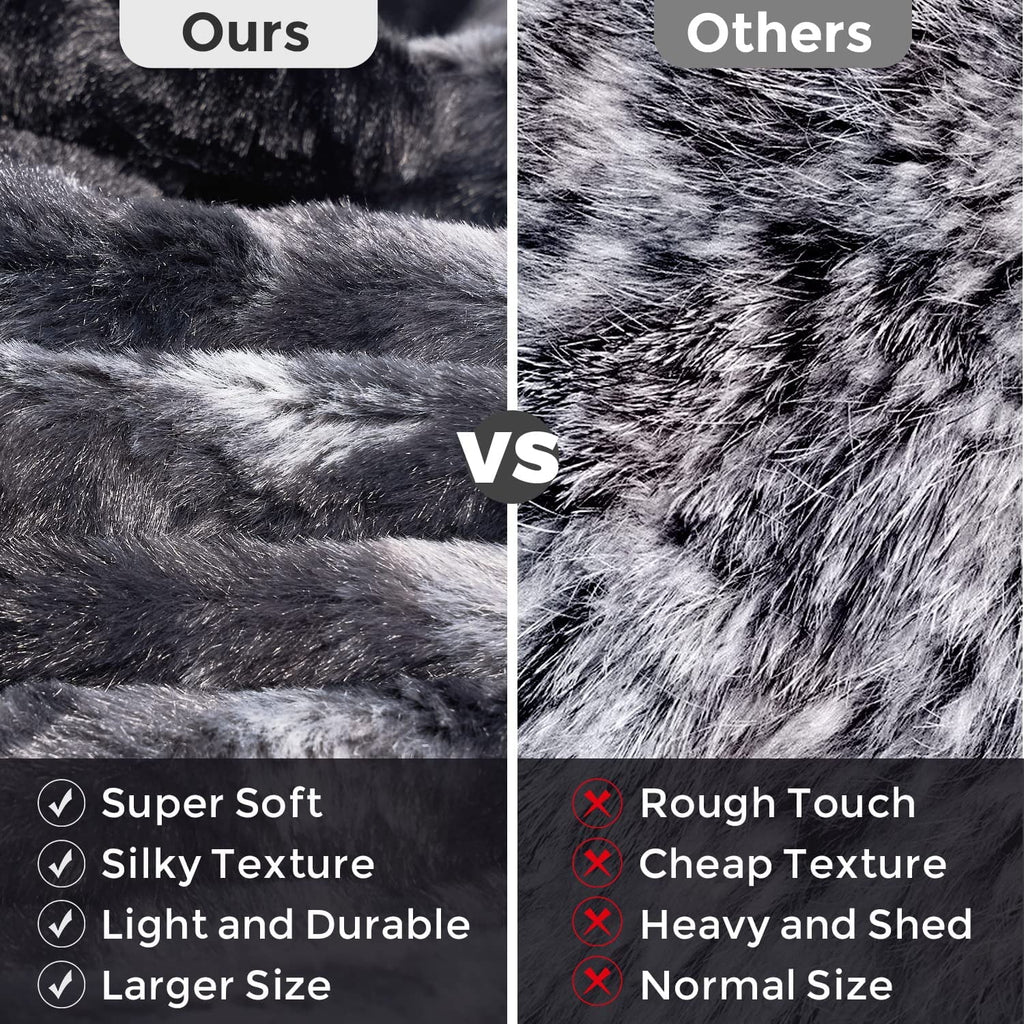 Oversized Soft Fuzzy Faux Fur Sherpa Throw Blanket 60''x80'' Gray O515821