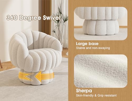 Beige Velvet Barrel Swivel Accent Sofa Chair R999