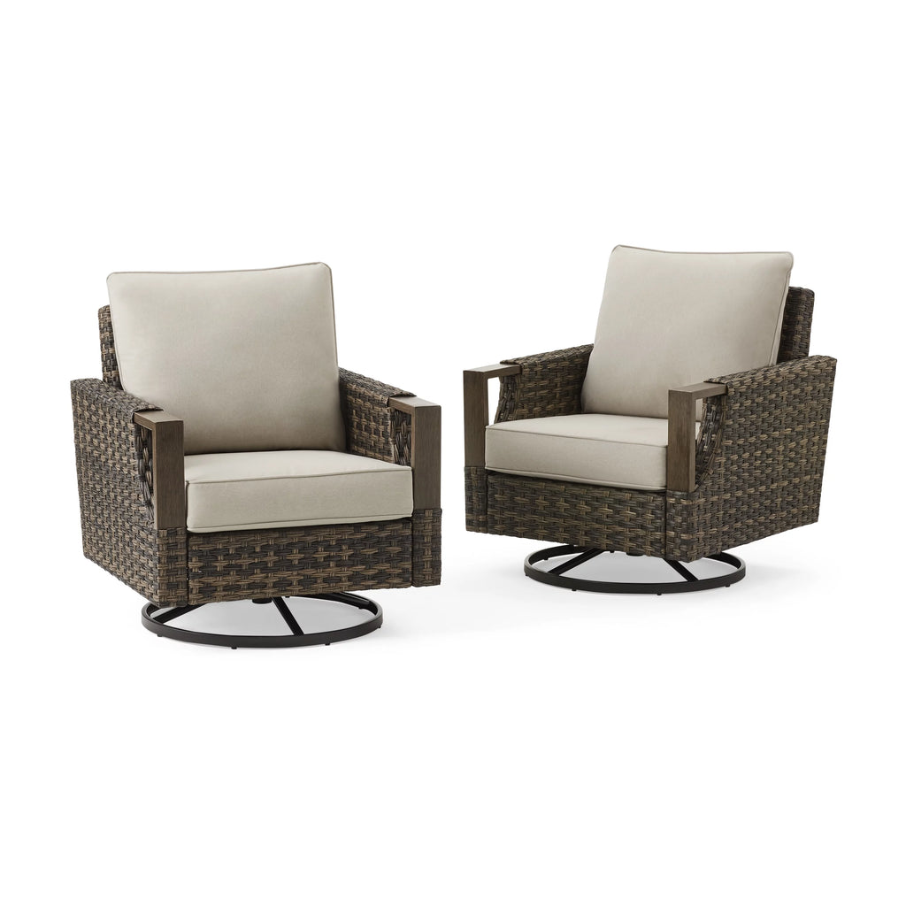 Brown 4 Piece Steel Conversation Set with 2 Swivel Rocker U116720