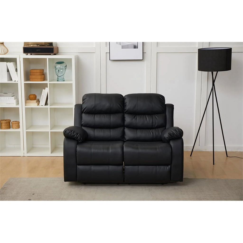 Black Faux Leather Loveseat J377752