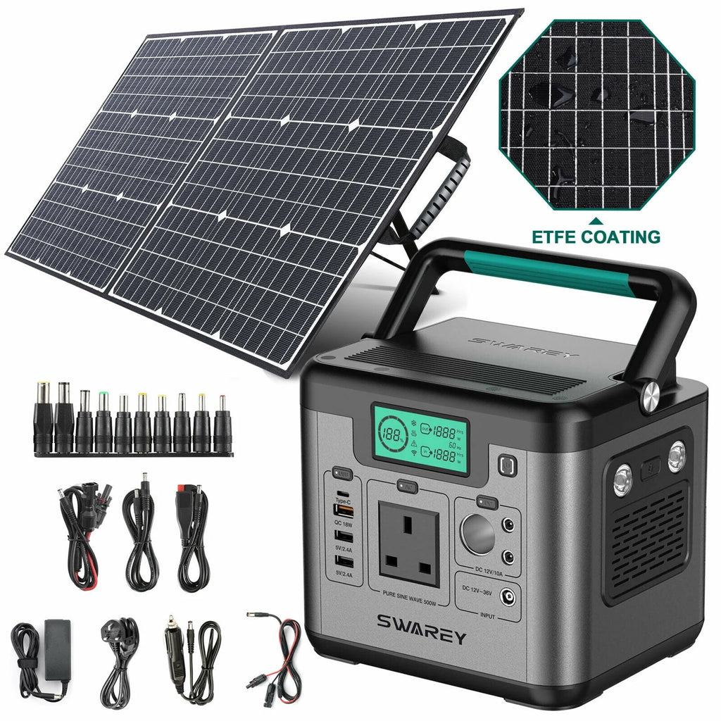 518Wh Solar Generator Power Station with 100W Solar Panel B87858