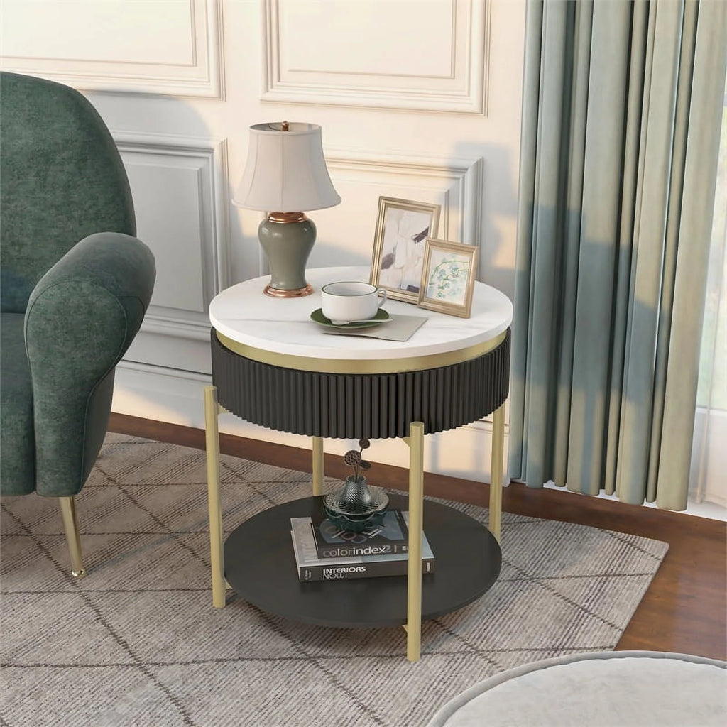 Wood 1-Drawer End Table Set of 2 Q107707