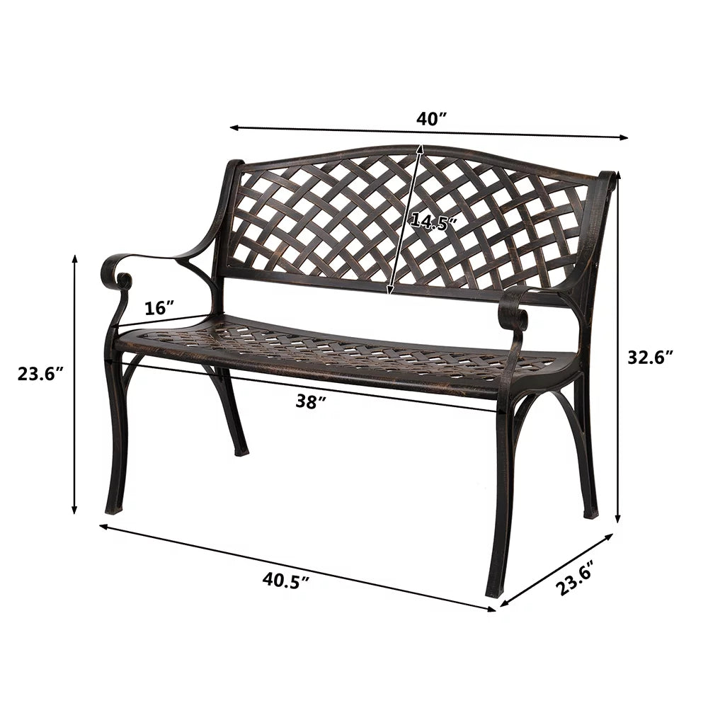 40.5" Aluminum Cast Iron Outdoor Garden Bench I69750