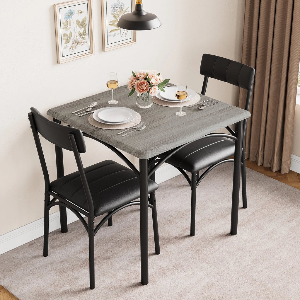 3 Piece Square Dining Table Set with 2 Upholstered Chairs M556