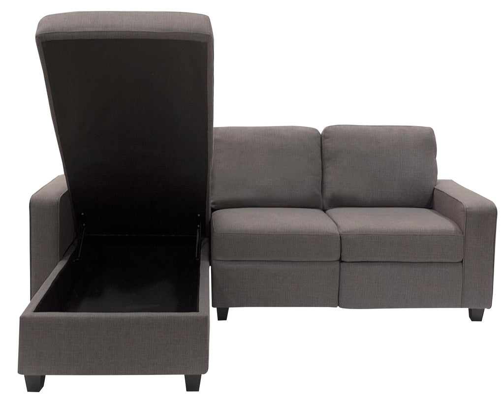 Gray Reclining Sectional with Left Storage Chaise O7023