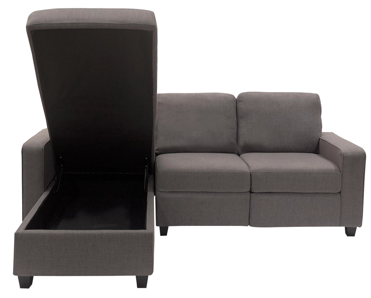 Gray Reclining Sectional with Left Storage Chaise O7023