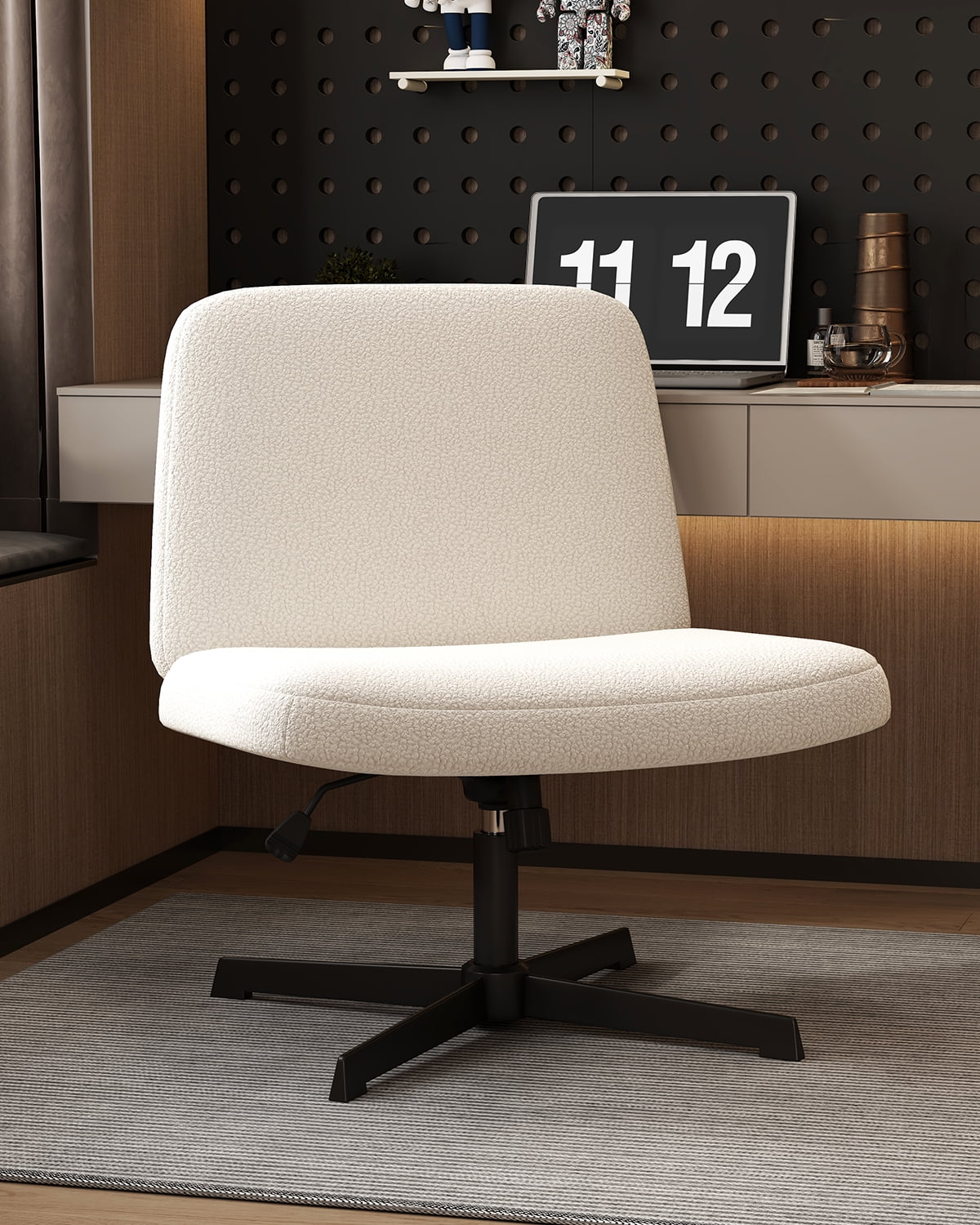 Cross Legged Armless Wide Seat Ergonomic Office Chair V394823