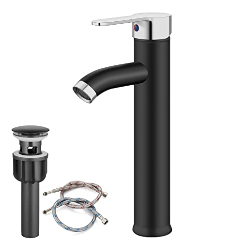 Matte Black Single Handle Vessel Sink Faucet with Pop Up Drain Q2818