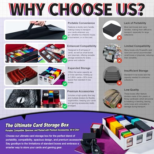 Black Trading Card Storage Case with Magnet Closure D2978