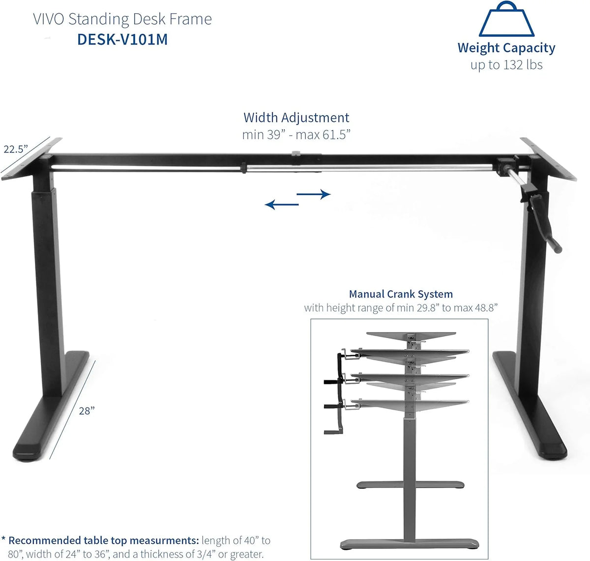 Height Adjustable 63 X 32 Inch Stand Up Desk with Black Table Top L505480