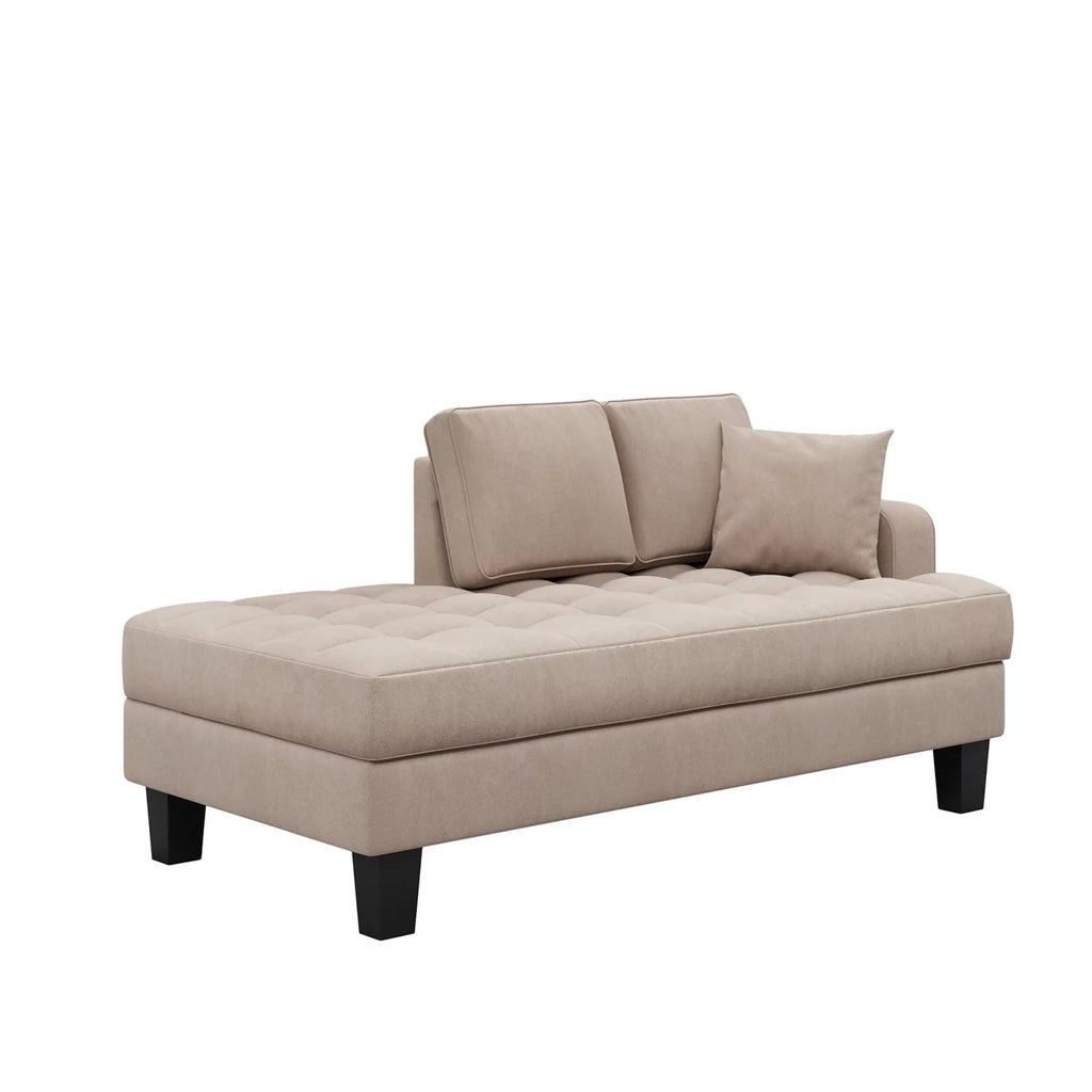 Warm Grey Tufted Chaise Lounge with Toss Pillow N760830