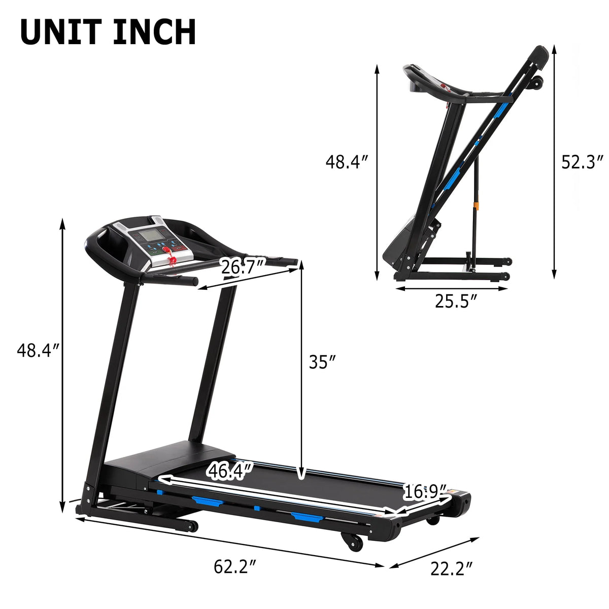 3.5HP Foldable Electric Treadmill with Incline S723