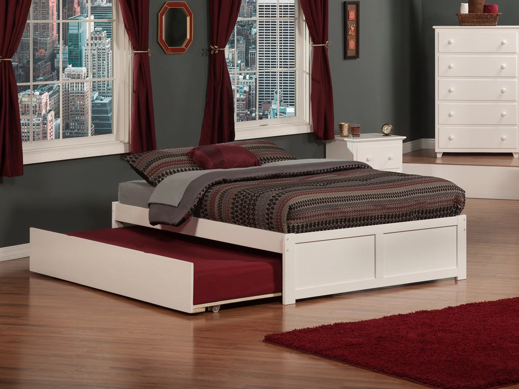White Full Platform Bed with Trundle G9959