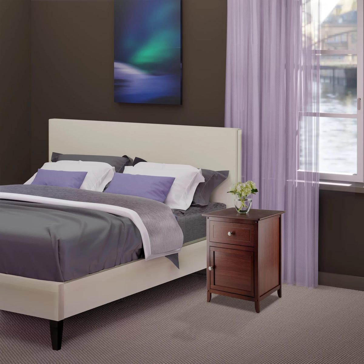 Walnut Finish Accent Table Nightstand H61408