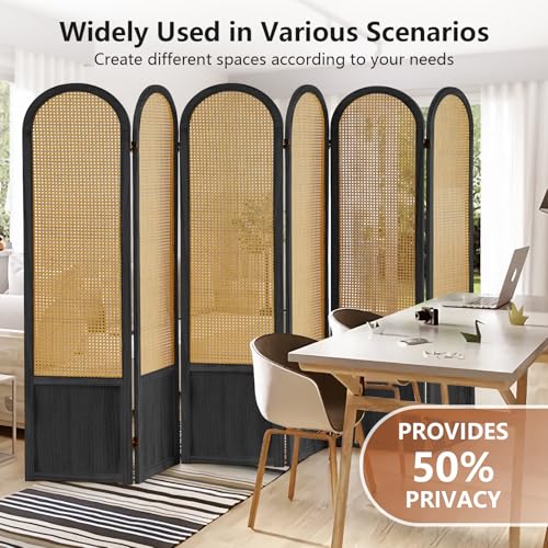 4 Panel Folding Rattan Room Divider A385