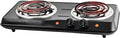Electric Countertop Double Burner 1700W Stainless Steel Coil Black T700114