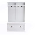 White Entryway Hall Tree with Coat Rack and Storage Bench T248275