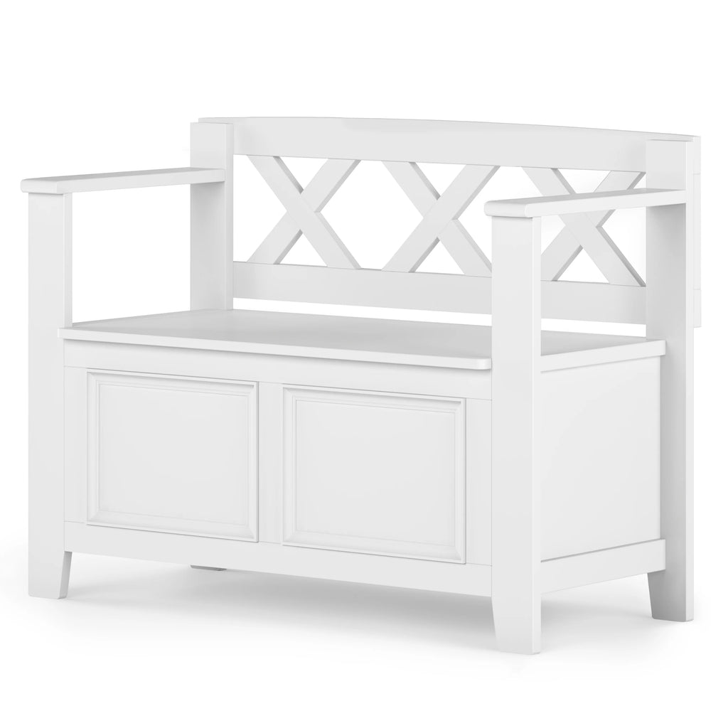 White Solid Wood 36 Inch Storage Bench T150