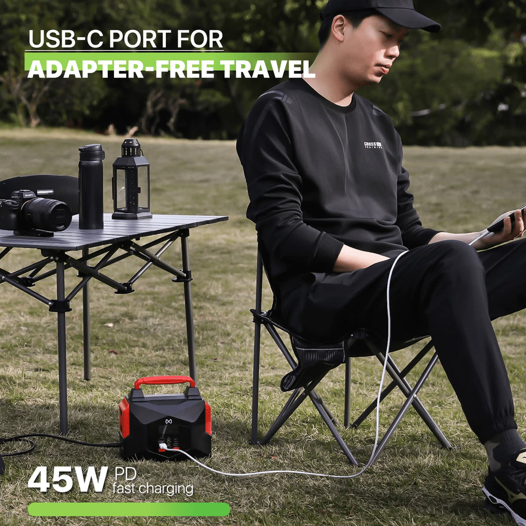 300W Portable Power Station with 100W Foldable Solar Panel, Black X620268