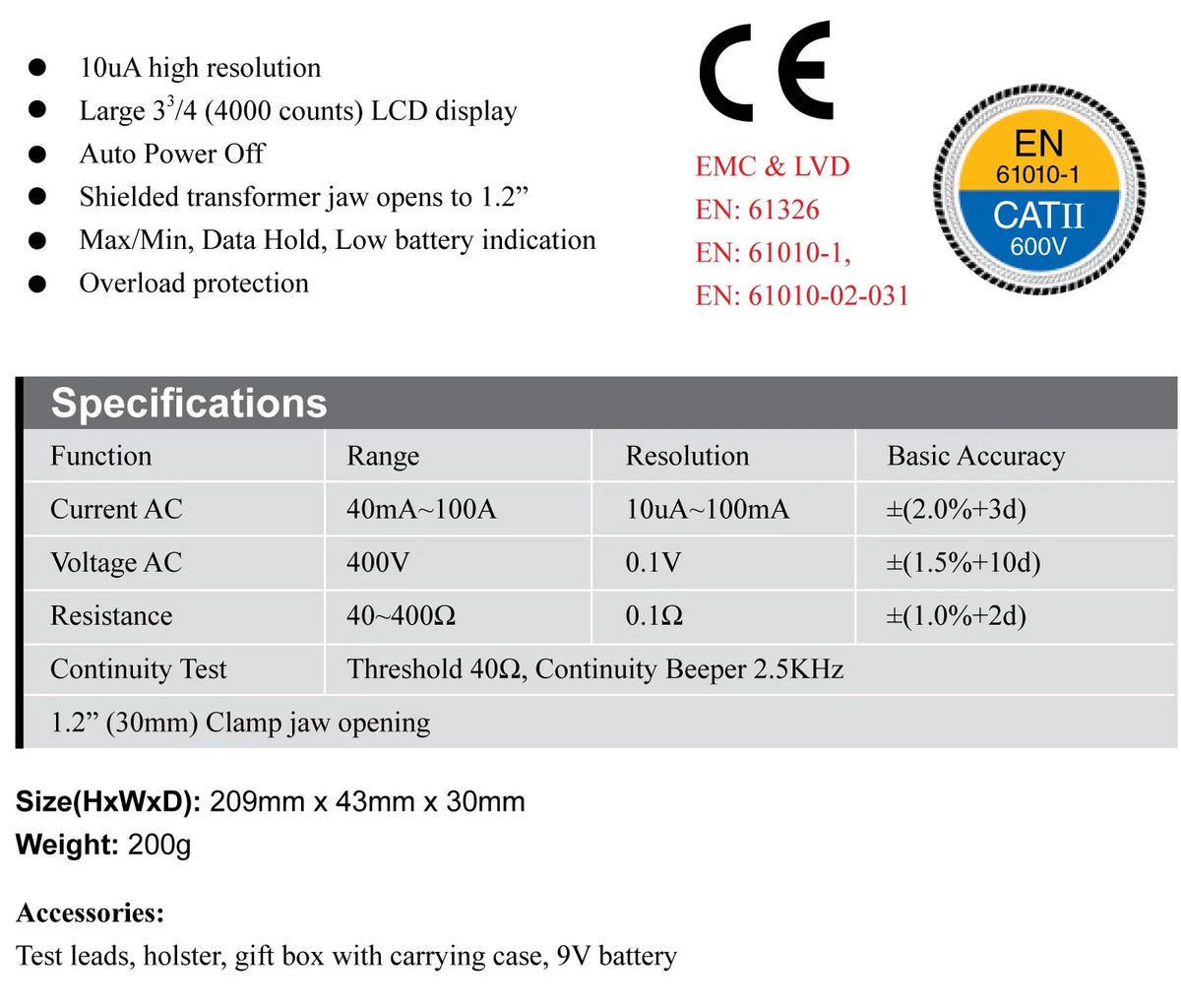AC Leakage Current Tester Voltage Meter D210