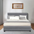 Queen Upholstered Platform Bed with Trundle and Two Drawers Grey L852