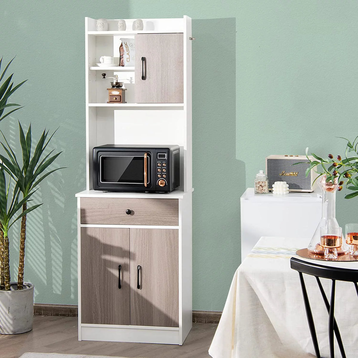 Tall Buffet Hutch Cabinet with Drawer Cabinet Shelf W961