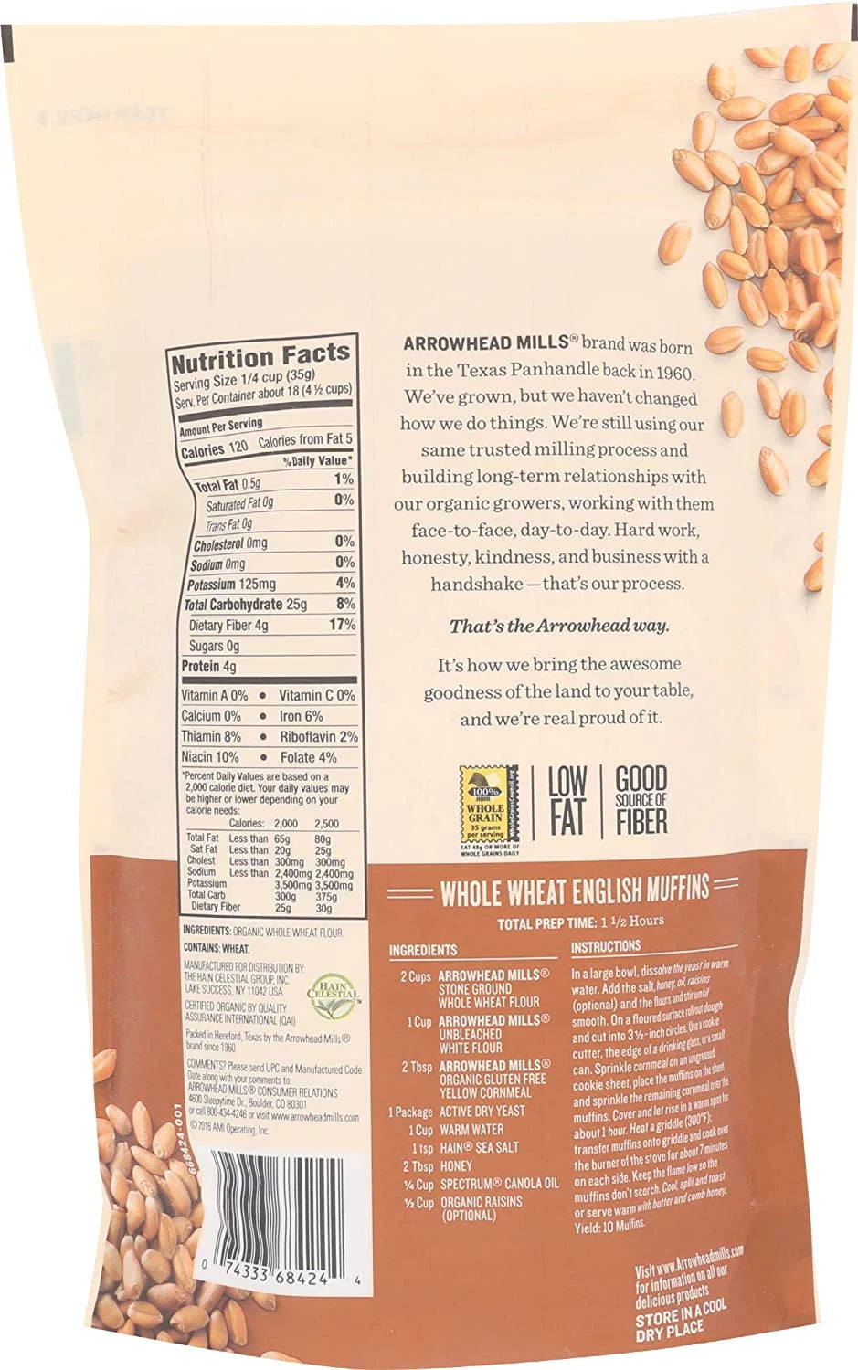 Organic Whole Wheat Flour Stone Ground 22 oz Pack of 3 G433
