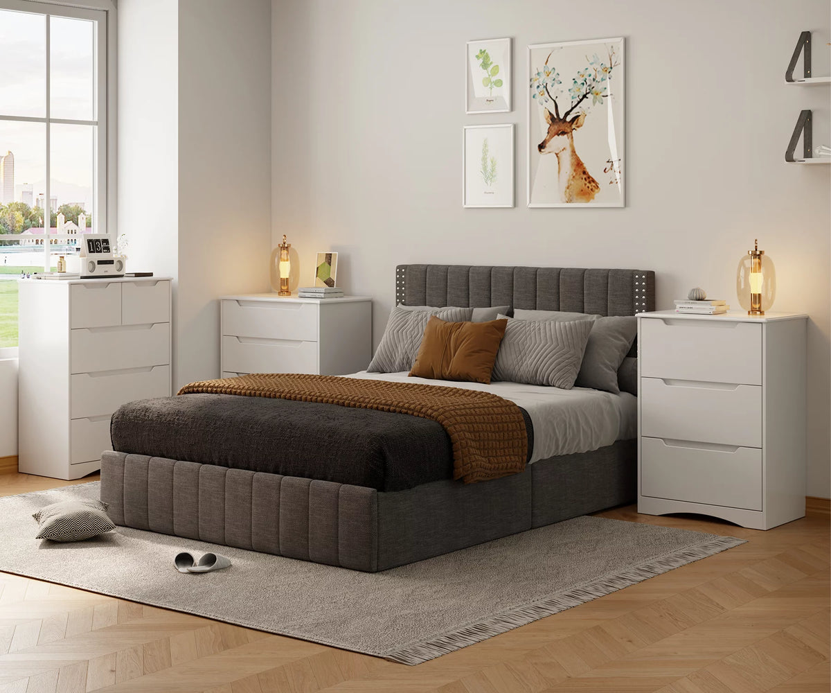 White 3 Drawer Wood Dresser W302