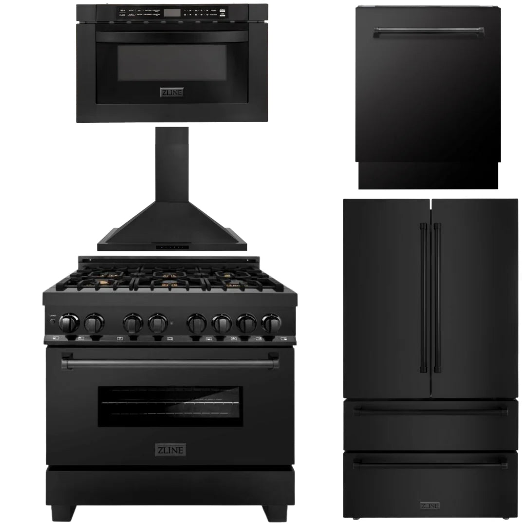36 in. Range, Range Hood, Microwave Drawer, Dishwasher, Refrigerator N2565