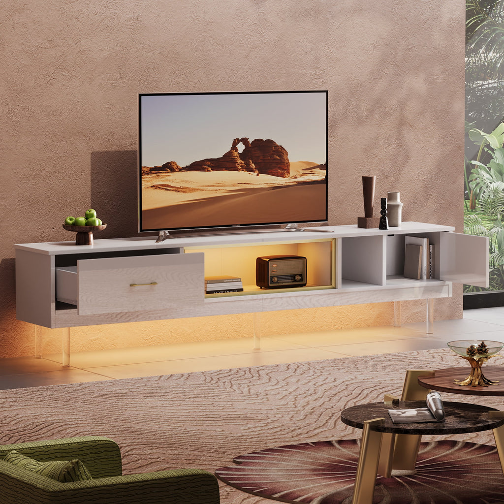 Black TV Stand with LED Lights and Drawer Y410589