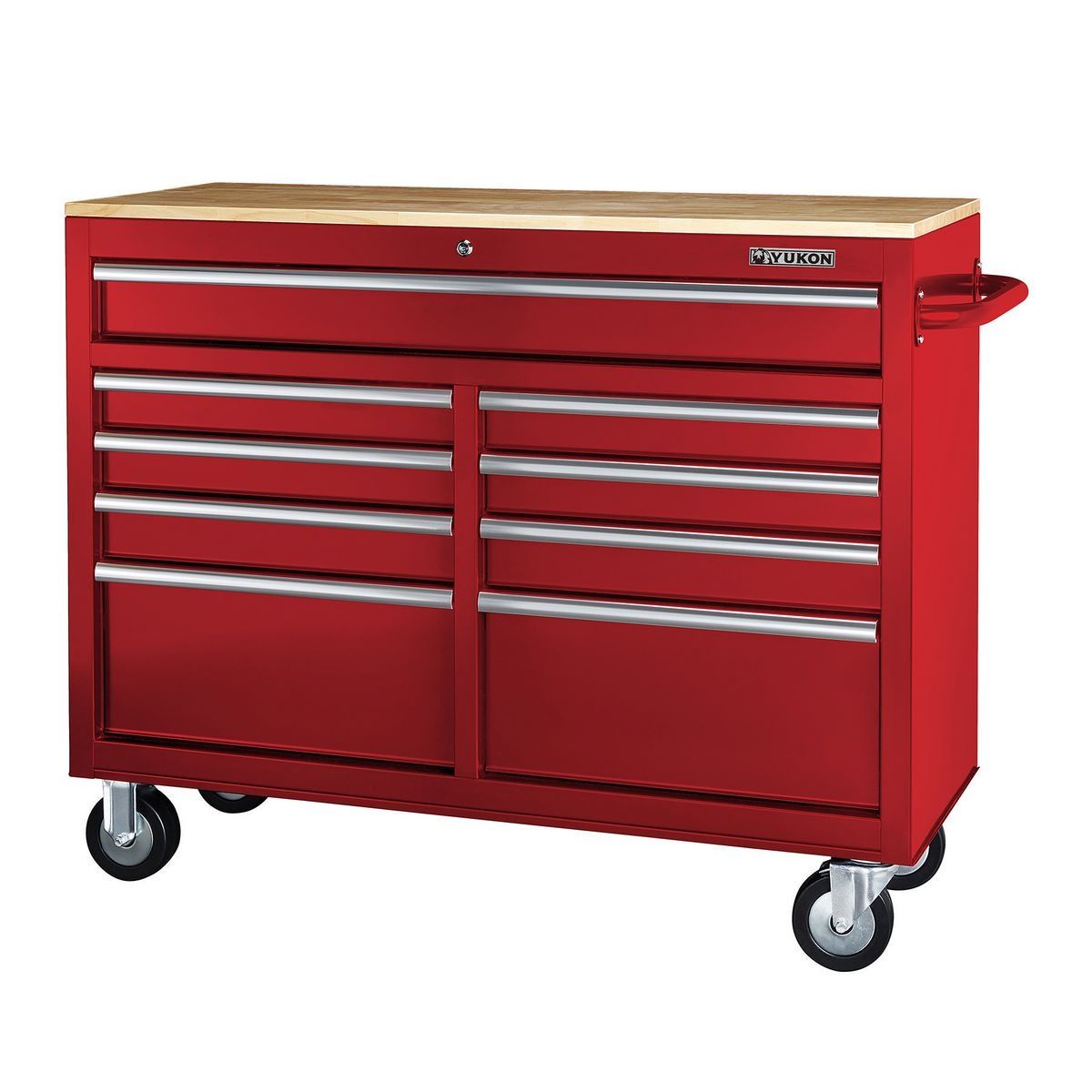 Black 9-Drawer Mobile Storage Cabinet with Solid Wood Top L776547