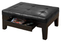 Black and Dark Brown Bonded Leather Tufted Ottoman T128748