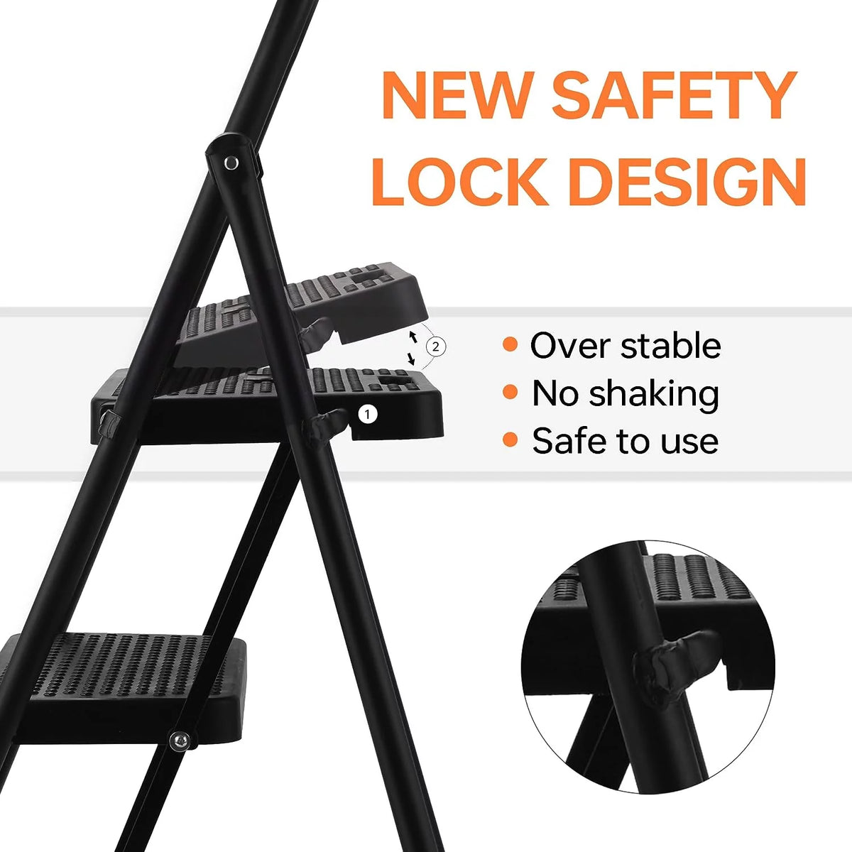 5 Step Lightweight Folding Steel Ladder 330lb Capacity Y50314