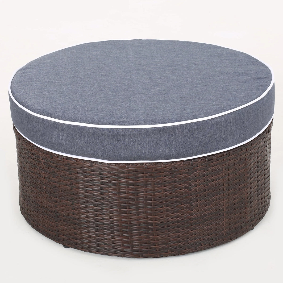 5 Piece Outdoor Wicker Seating Set with Ottoman and Cushions E8125